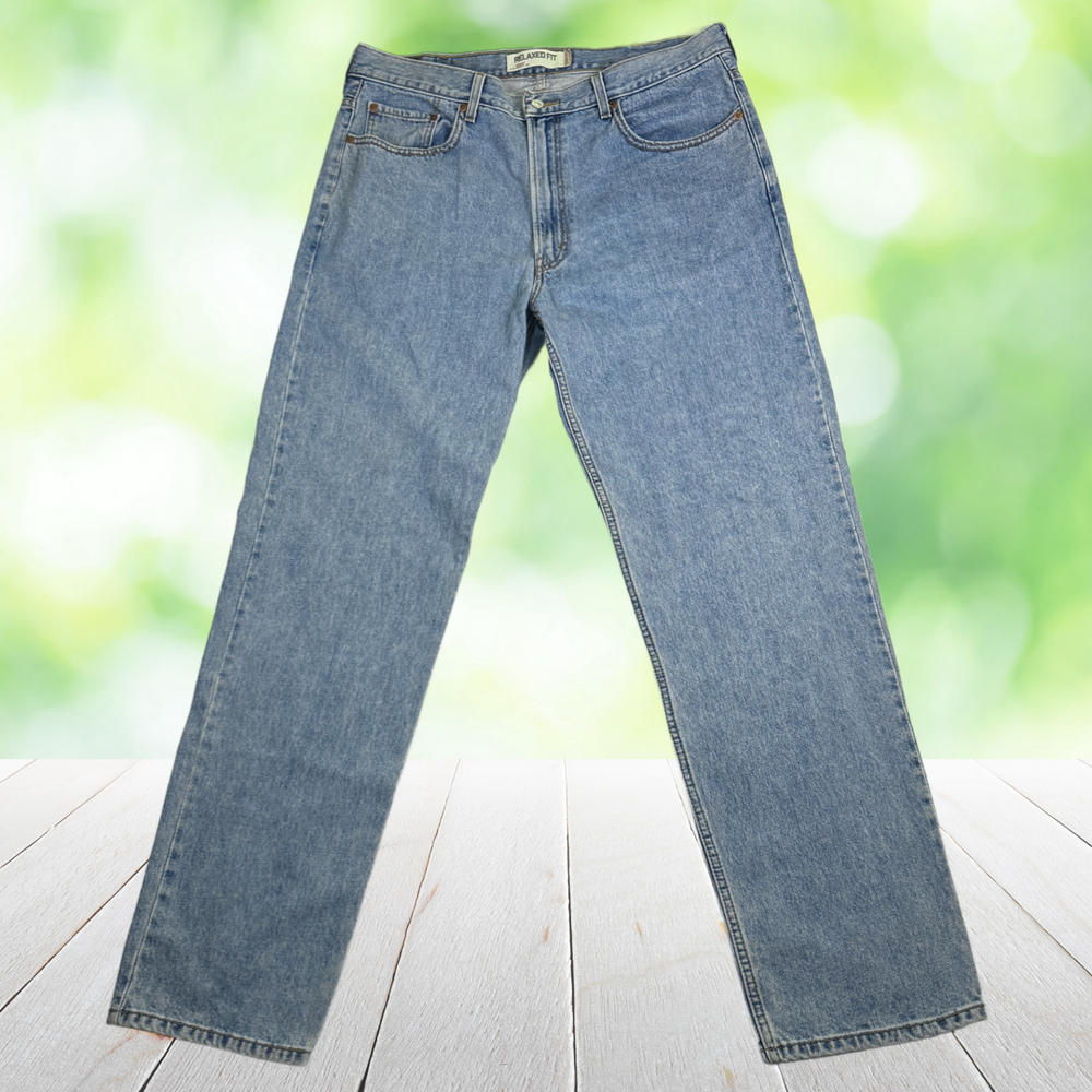 Vintage Y2K LEVIS 550 Relaxed Fit Jeans Light Wash Batwing Tag Denim Mens 38x34